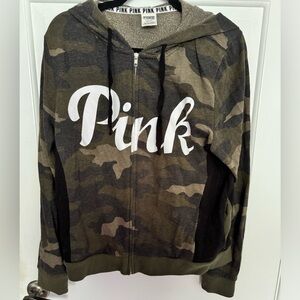 EUC Pink Camo Zip Up Hoodie sz L